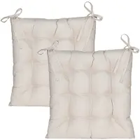 Anna's Collection Stoelkussen gewatteerd - 2x - zand/beige - 38 x 38 cm - binnen/buiten - zitkussens - tuinkussens