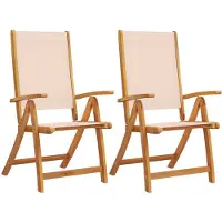 The Living Store Inklapbare Stoelen - Tuinstoelen - Tuinstoelen inklapbaar 2 st massief acaciahout en textileen - Buitentools - Acacia Hout - Tuinset