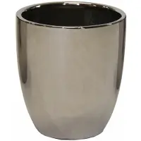 Mega Collections Bloempot Emperor - rond - zilver - D20 x H22 cm - glans