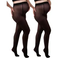 Mamsy - 2-Pack Half-Sheer Zwangerschapspanty 40den - Zwart - M