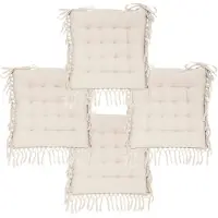 Atmosphera Stoelkussen Macrame - 4x - binnen/buiten - ivoor - 40 x 40 x 5 cm - katoen - vierkant