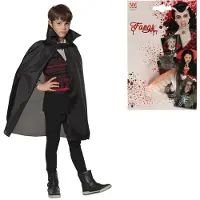 Widmann Halloween Dracula/vampier verkleed set - voor kinderen - cape en tanden - zwart