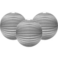 Haza Treklampion - 3x - metallic zilver - papier - rond - D23cm - decoratie - Sint Maarten