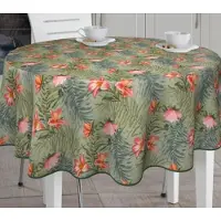 Unique living BONITA - Tafelzeil - 160 cm rond - 5Q6/07 - Tropische bloem