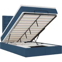 vidaXL Ottoman bed met matras en LED's 120x200cm stof blauw