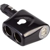 Talamex Twin Socket Adapter+2 Usb 12v Zwart