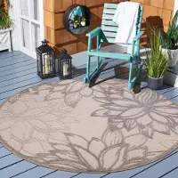 Muratap Binnen en buiten rond vloerkleed floral outdoor laagpolig tapijt 150 cm rond