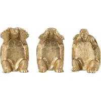 Jolipa Schildpad zien/horen/zwijgen resin goud assortiment van 3