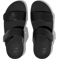 FitFlop Women Lulu Adjustable Leather Slides All Black-Schoenmaat 40