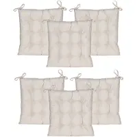 Anna's Collection Stoelkussen gewatteerd - 6x - zand/beige - 38 x 38 cm - binnen/buiten - zitkussens - tuinkussens