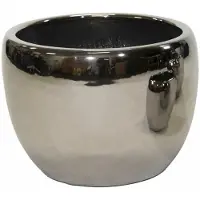 Mega Collections Bloempot Emperor Belly - rond - zilver - D37 x H30 cm - glans