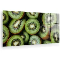 MuchoWow Glasschilderij 40x20 cm - Schilderij acrylglas - Kiwi - Fruit - Groen - Foto op glas - Muurdecoratie woonkamer - Wanddecoratie slaapkamer - Schilderijen