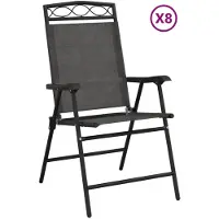 The Living Store Tuinset - Tuinstoelen - Tuinstoelen 8 st inklapbaar staal en textileen gemêleerd grijs - Buitendecoratie - Lounge Stoel - Outdoor Furniture