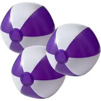 Givi Italia Opblaasbare speelgoed zwembad strandbal - 3x - paars/wit - D26 cm - Strandballen - Strand speelgoed