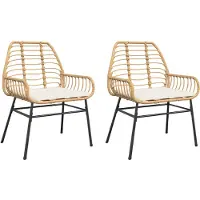The Living Store Outdoor Meubilair - Tuinstoelen - Tuinstoelen 2 st met kussens poly rattan bruin - Lounge Stoel - Patio Stoel - Ratan Stoel