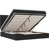 vidaXL Ottoman bed met matrassen en LED's 200x200cm stof zwart
