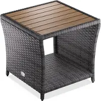 Casaria Polyrattan bijzettafel grijs 45x45x40cm