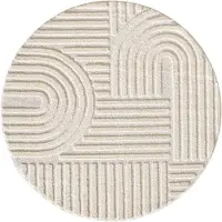 Muratap Japandi art rond vloerkleed boho scandinavisch laagpolig effen - 200 cm rond