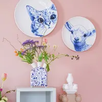 Heinen Delfts Blauw Tulpenvaas Klok - Keramiek - 17 cm