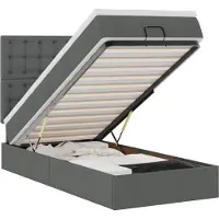 vidaXL Bed poef met matras en LED's stof 80x200 cm donkergrijs