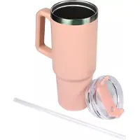 Benson Thermosbeker 900 ml - Dubbelwandig - Roze - Inclusief Rietje - Geschikt voor Auto