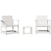 The Living Store Lounge Set - Tuinlounge - 3-delige Loungeset massief grenenhout wit - Buitendining - Teak Tafel - Granenhouten Meubel