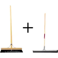 Synx Store Synx Tools Paardenhaar 40cm + Vloertrekker 35cm met Steel 150cm - Kamerveger – Vloerreiniger – Moppen – Zachte binnenbezem met steel 150cm