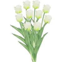 Countryfield Kunstbloemen boeket tulp Parkiet - 10x - wit - real touch - levensecht - 40 cm
