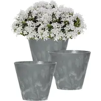 Prosperplast Bloempot/plantenpot voor buiten - 2x - kunststof - steengrijs - D40 x H37 cm - 28 liter