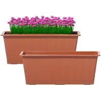 Prosperplast Plantenbak/bloembak/balkonbak Agro - 2x - terracotta - kunststof - 40 x 18 x 14 cm