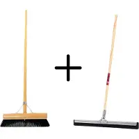 Synx Store Synx Tools Paardenhaar 30cm + Vloertrekker 35cm met Steel 120cm - Kamerveger – Vloerreiniger – Moppen – Zachte binnenbezem met steel 130cm