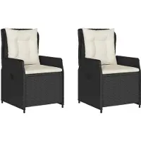 The Living Store Lounge Stoel - Tuinstoelen - Tuinstoelen 2 st verstelbaar poly rattan zwart - Buitendecoratie - Tuinset - Relaxfauteuil