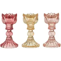 J-Line Kandelaar roos warm glas mix assortiment van drie