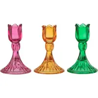 J-Line Kandelaar tulp glas mix assortiment van drie