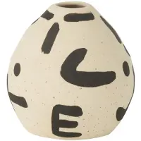 J-Line Vaas kira rond aardewerk wit/zwart small