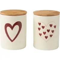 J-Line Voorraadpot porselein wit/rood large assortiment van 2