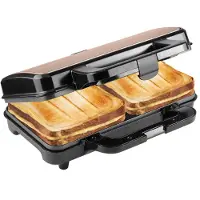Bestron Tosti apparaat - ASM92XLCO - 900W - Voor 2 tosti's met schelpvorm - Anti aanbaklaag - Koper - 5 jaar garantie
