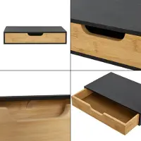 En.casa Wandplank met lade Bokn bamboe 40x24x8 cm zwart []