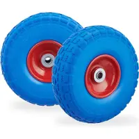 Relaxdays steekwagenwiel - 4.1/3.5-4 - rubber - 2 stuks - bolderkarwiel - antilekband - Blauw-rood