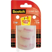 Scotch Crystal tape, 19 mm x 15 m,2 rollen + 1 gratis