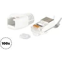 S-Conn RJ45 krimp connectoren (STP) voor CAT6/6a/7/7a netwerkkabel (vast/flexibel) - 100 stuks (3-delig) / wit