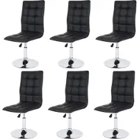 MCW Set van 6 eetkamerstoelen -C41, keukenstoel, in hoogte verstelbaar, draaibaar, kunstleer MVG-gecertificeerd ~ zwart