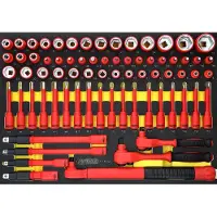 Ks Tools 3/8"+1/2" Set geïsoleerde doppen met momentsleutel, in schuimrubberen opbergkoffer, 72-delig