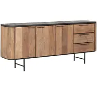 DTP Home Dresser Soho, 3 doors, 3 drawers,85x200x45 cm, recycled teakwood and mortex (Naturel, 200x85x45cm)