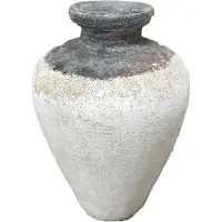 Ptmd Destyne White Round Terracotta Jar Pot Border L (Wit, 30x43x30cm)