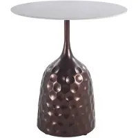 Ptmd Anna Bronze Metal Sidetable With Ceramic Top (Brons, 50x50x55 diameter: 50cm)