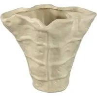 Ptmd Reff Cream Matt Ceramic Wavy Shaped Pot L (Beige, 27.5x25x24cm)
