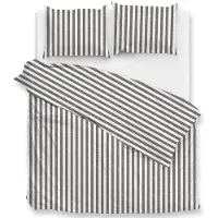 Zo! Home Dekbedovertrek Banda-di-Lino Dark-Grey Katoen-260 x 200 / 220 cm | Extra Breed