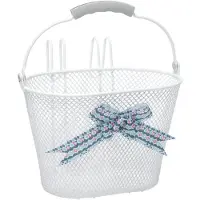 New Looxs Asti Fietsmand Kinderfiets - Wit - Mand voor Meisje - Fietsmandje met Hengsel en Strik - 8 liter