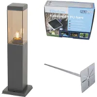 QAZQA Buitenlamp donkergrijs met smoke glas met grondpin en kabelmof 45cm IP44 - Malios